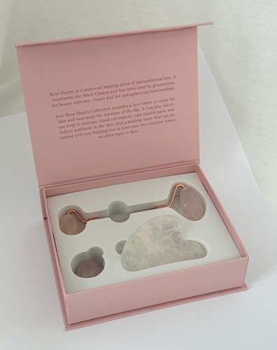 Rose quartz facial set gua - quartz,