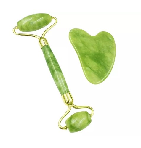 Jade roller with gua - jade,